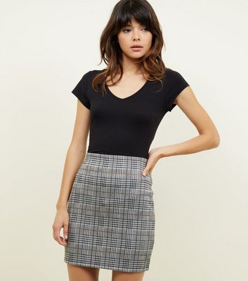 Black Check Tube Skirt | New Look