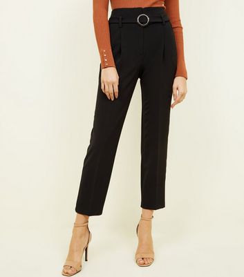 high waisted buckle trousers