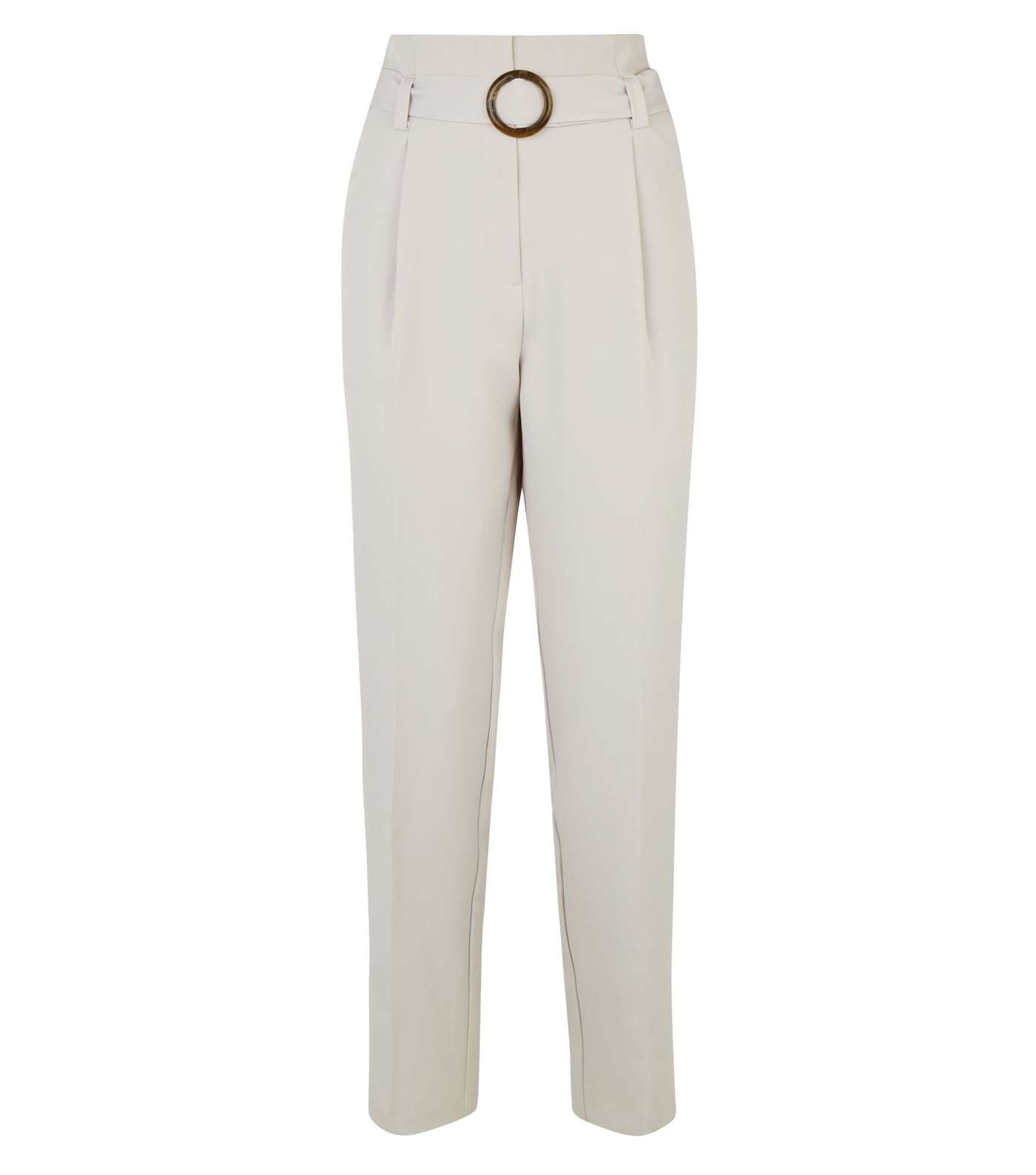 Pale Grey High Waist Buckle Trousers Image 4