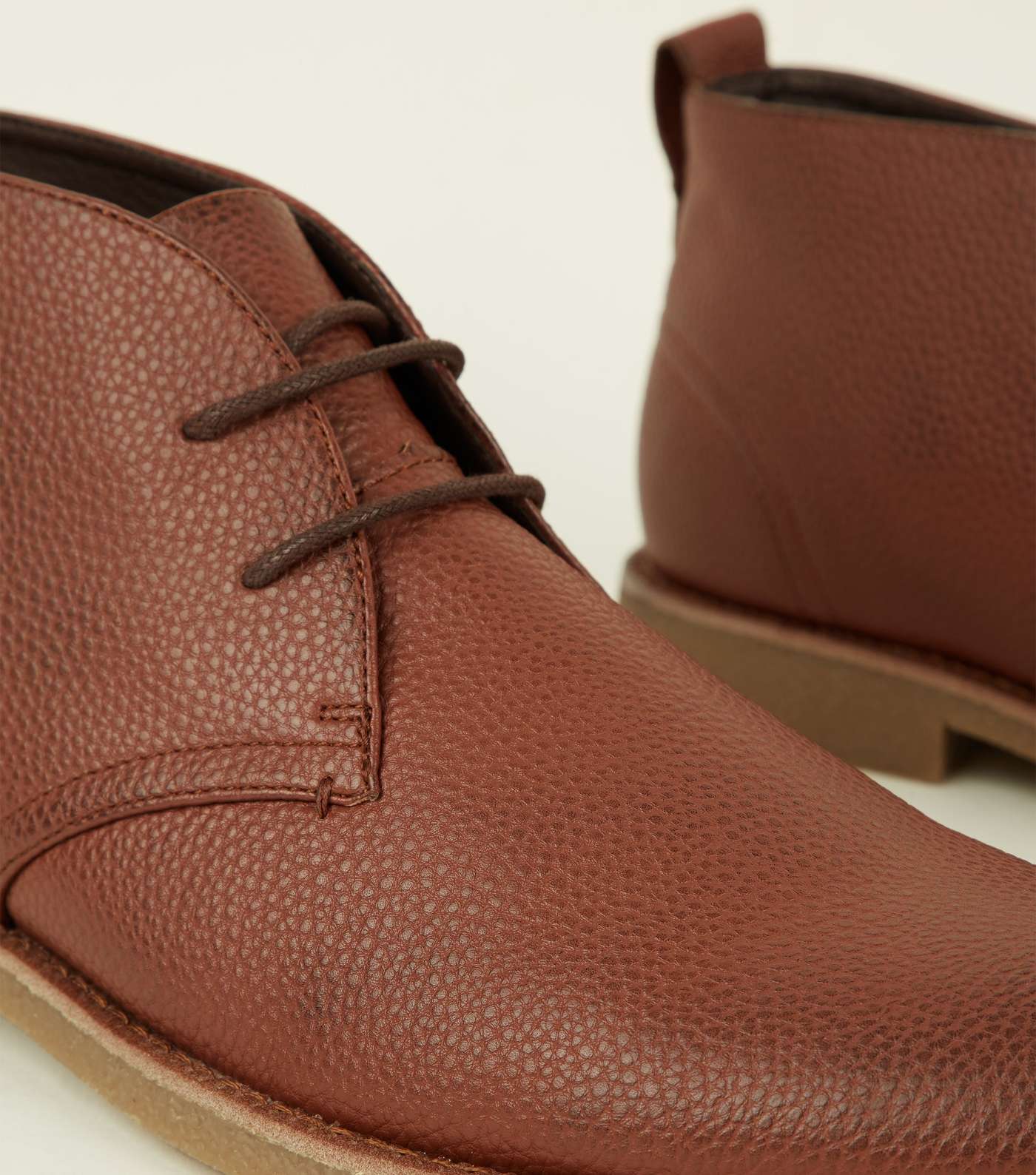 Tan Leather-Look Desert Boots  Image 3