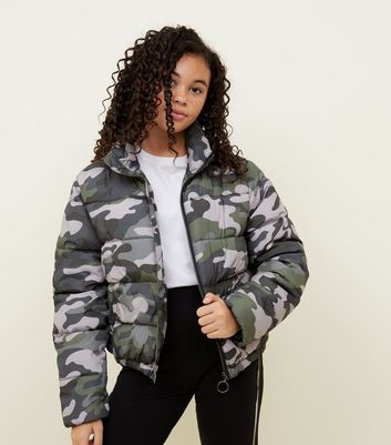 camouflage puffer coat
