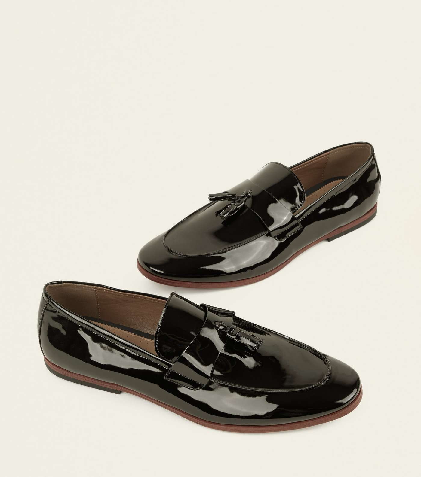 Black Tassel Trim Patent Loafers  Image 4