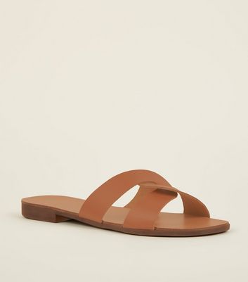 new look tan sliders