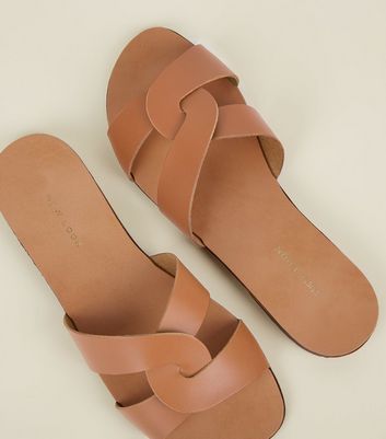 new look tan sliders