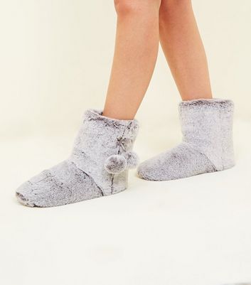 grey slipper boots womens