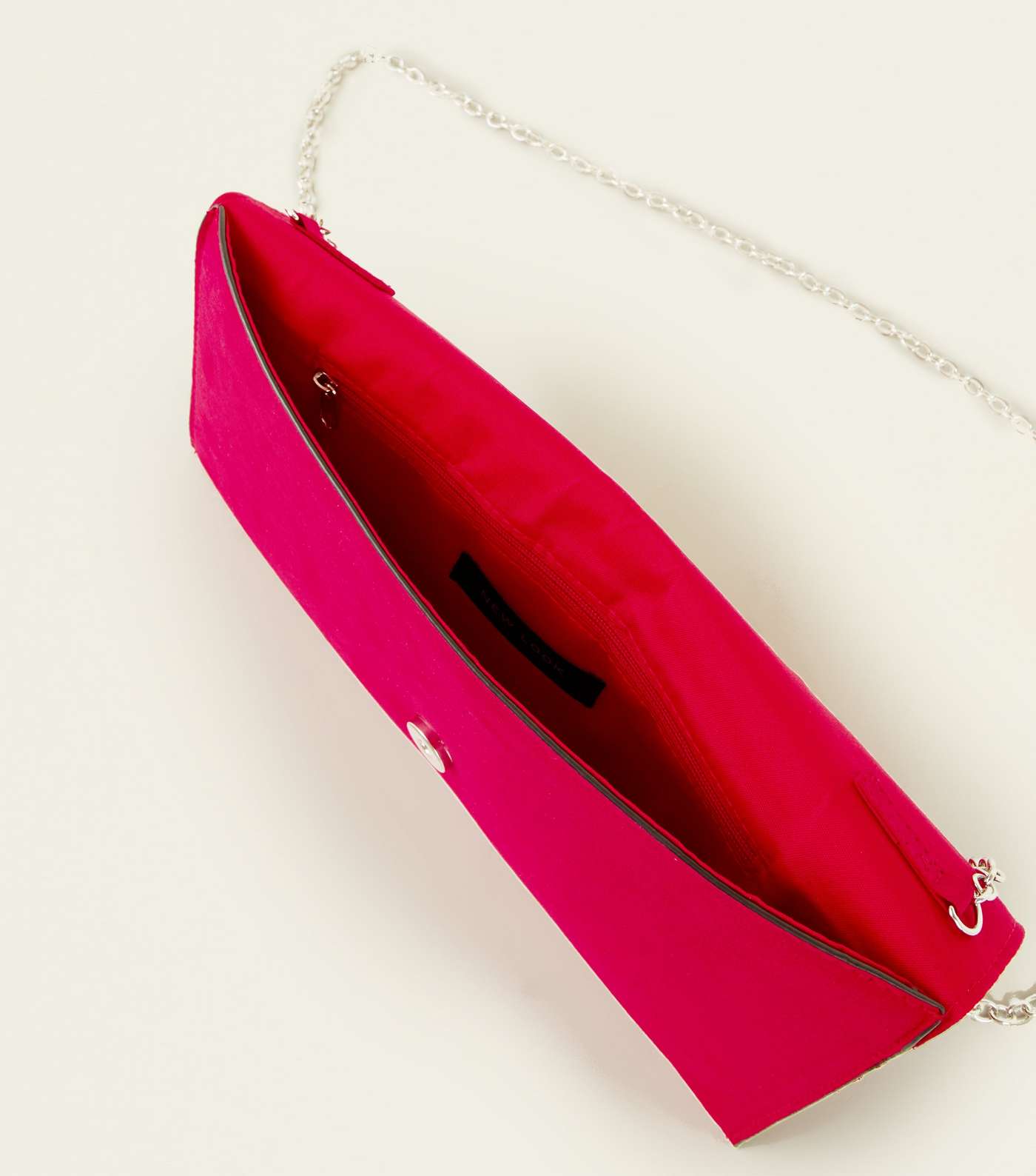 Red and Pink Colour Block Metal Detail Clutch Image 5