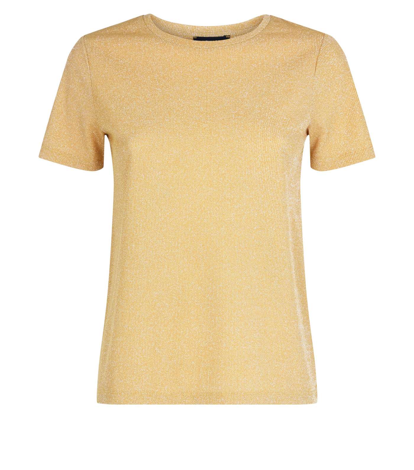 Mustard Metallic Ribbed Boxy T-Shirt Image 4