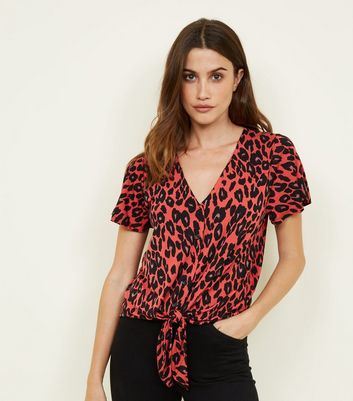 new look red leopard print dress