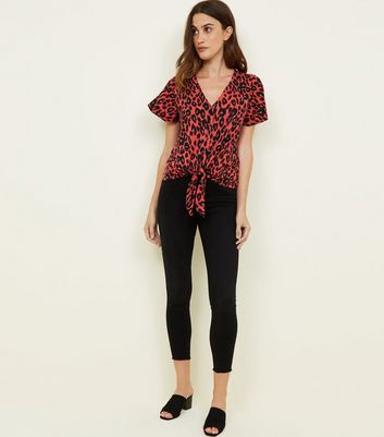 new look red leopard print top