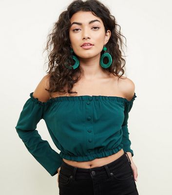 Dark green sale bardot top