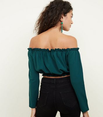 Dark green sale bardot top