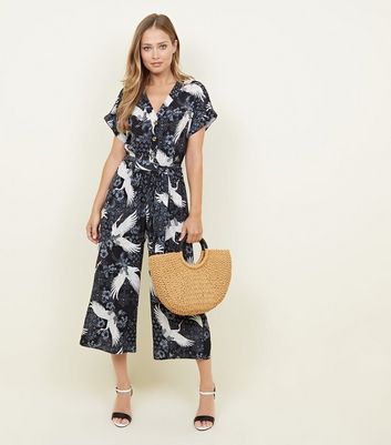 bird print jumpsuit