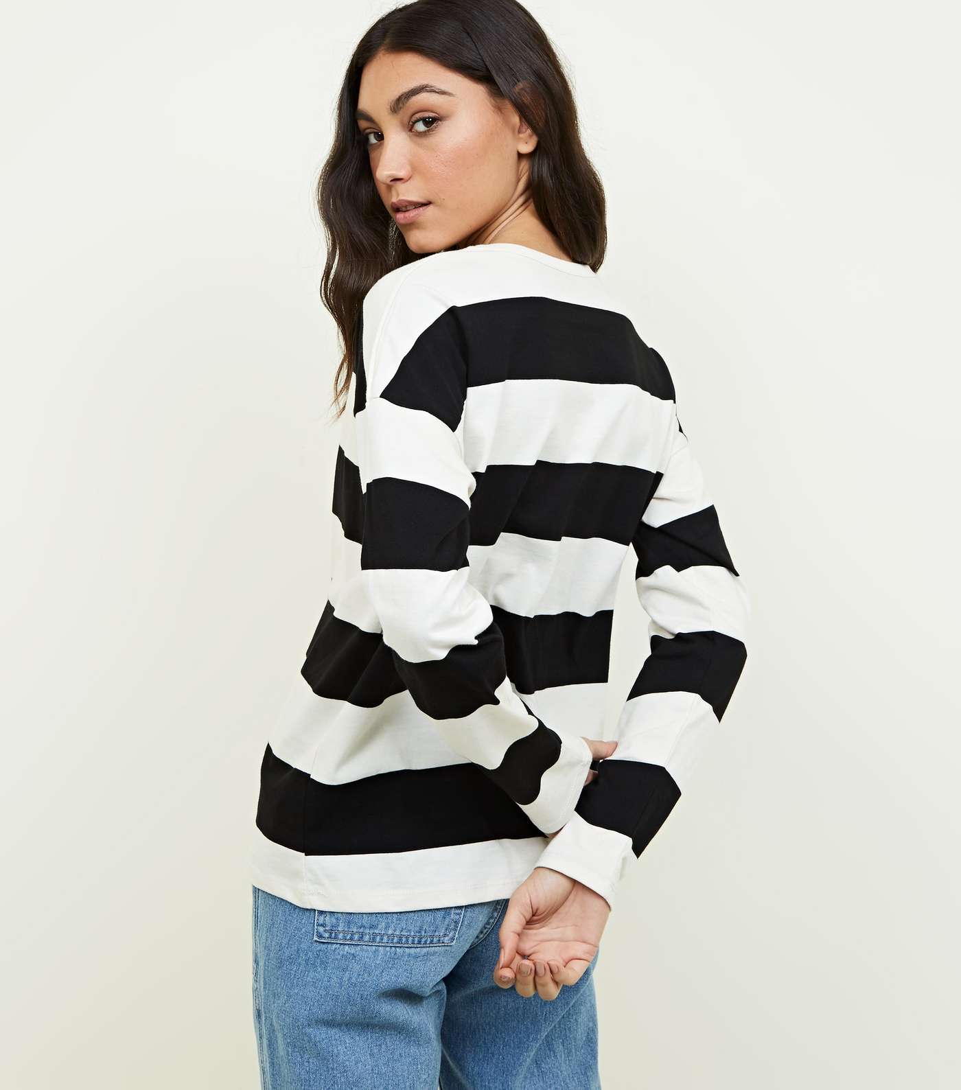 Off White Stripe Slouchy Rugby Top Image 3
