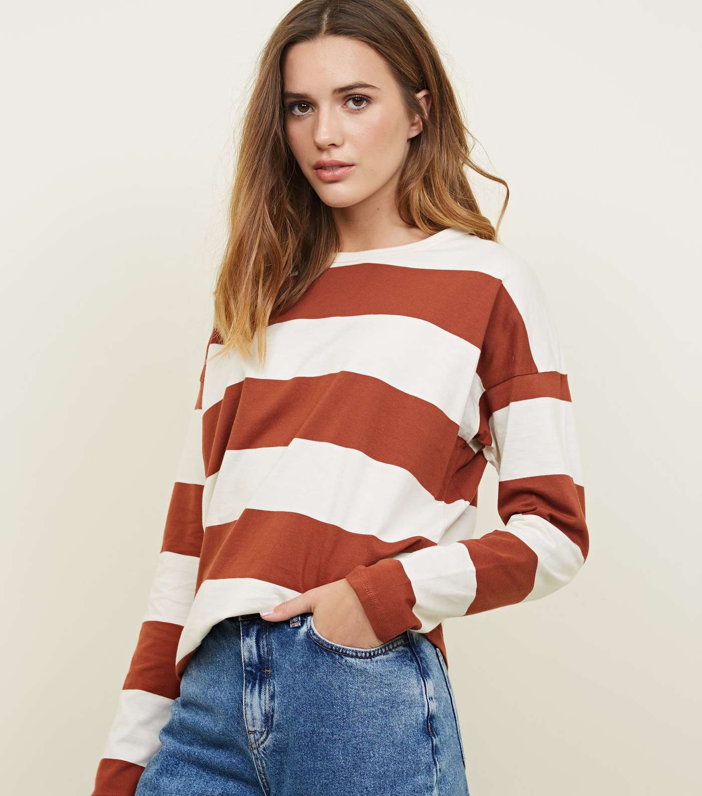 Rust Stripe Slouchy Rugby Top
