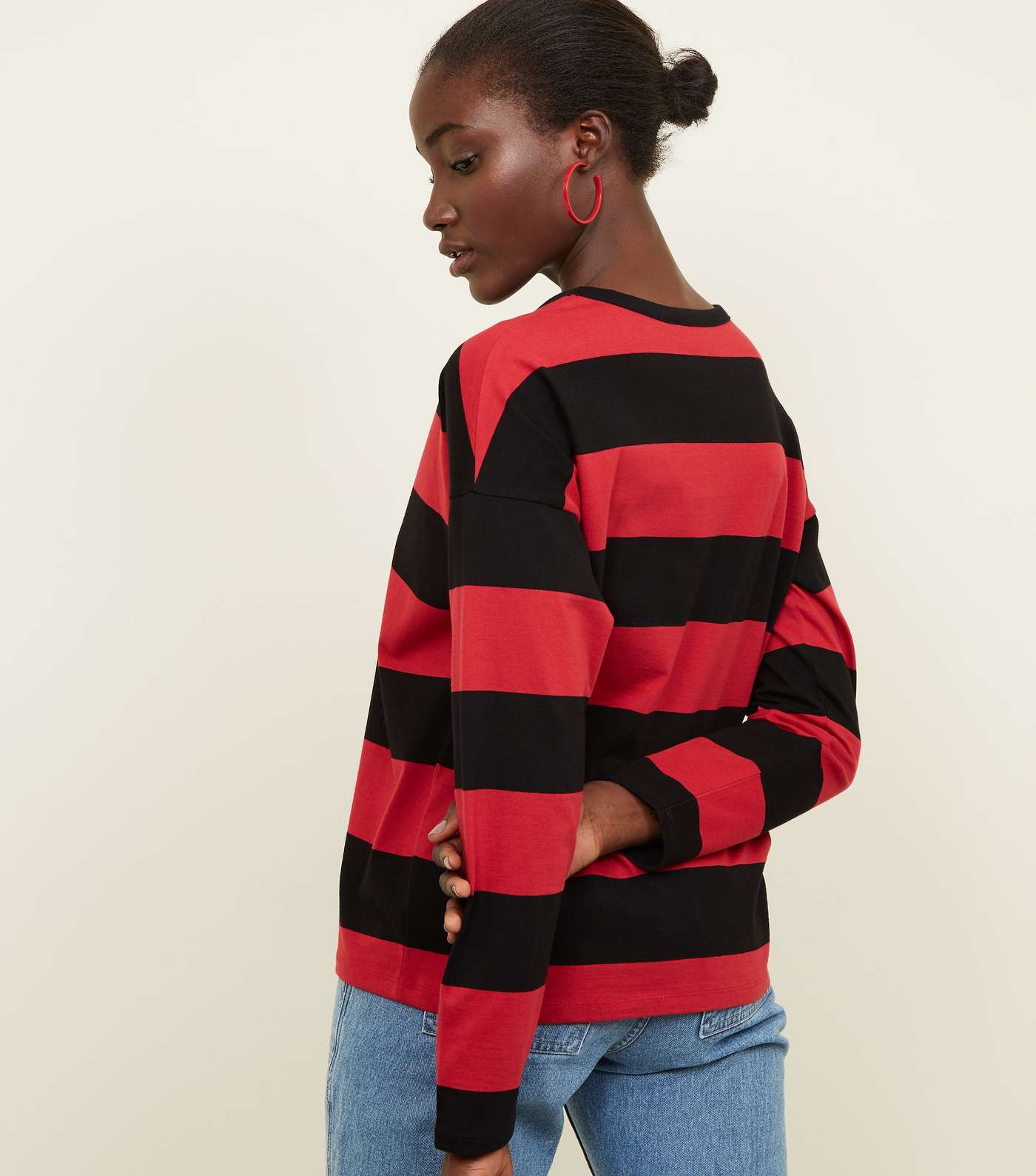 Red Stripe Slouchy Rugby Top Image 3