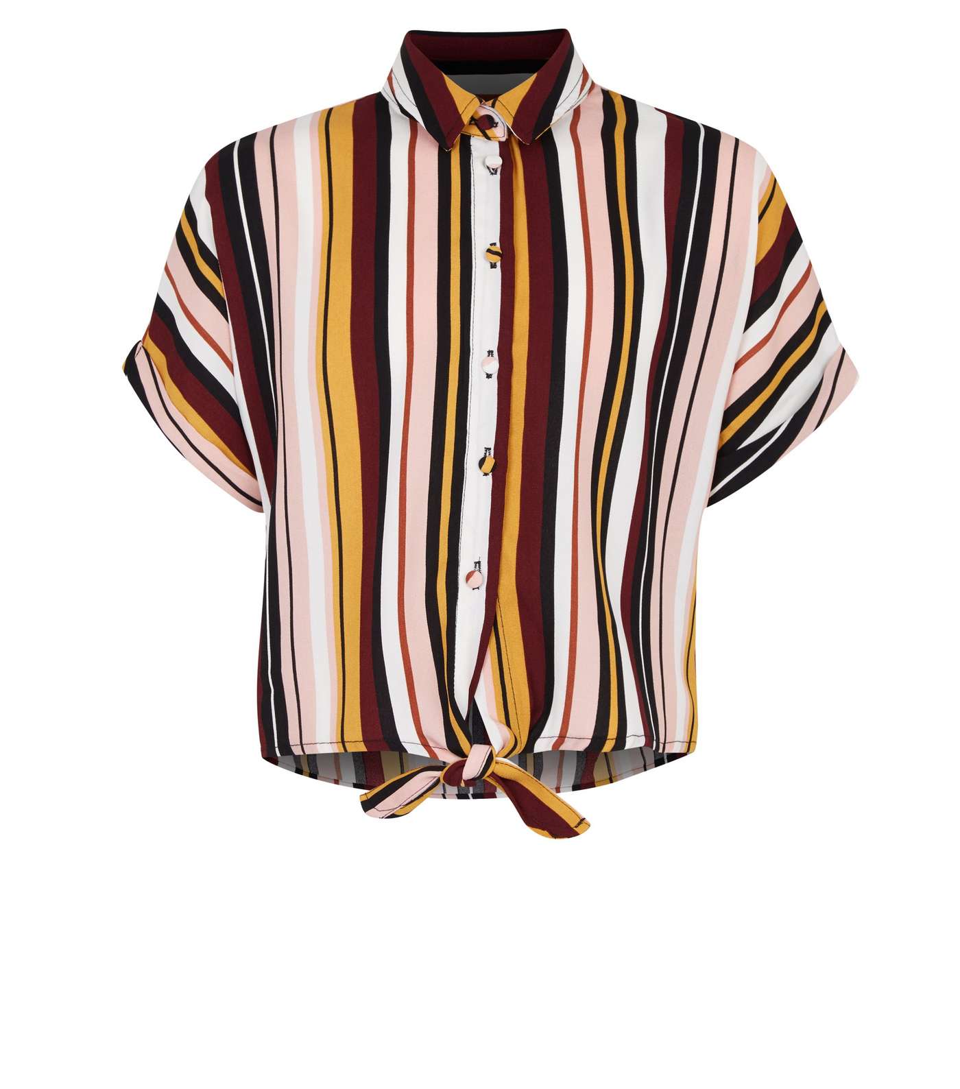 Girls Multicoloured Stripe Tie Front Shirt  Image 4
