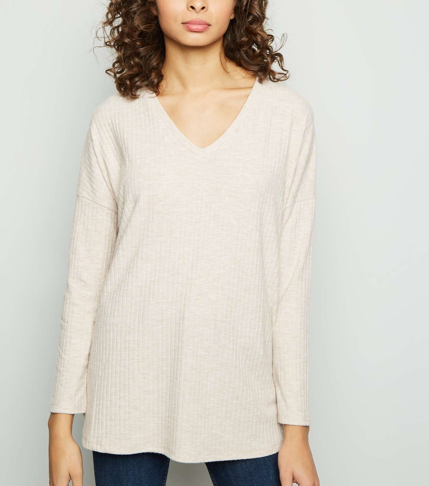 Cream Ribbed Brushed Jersey Top