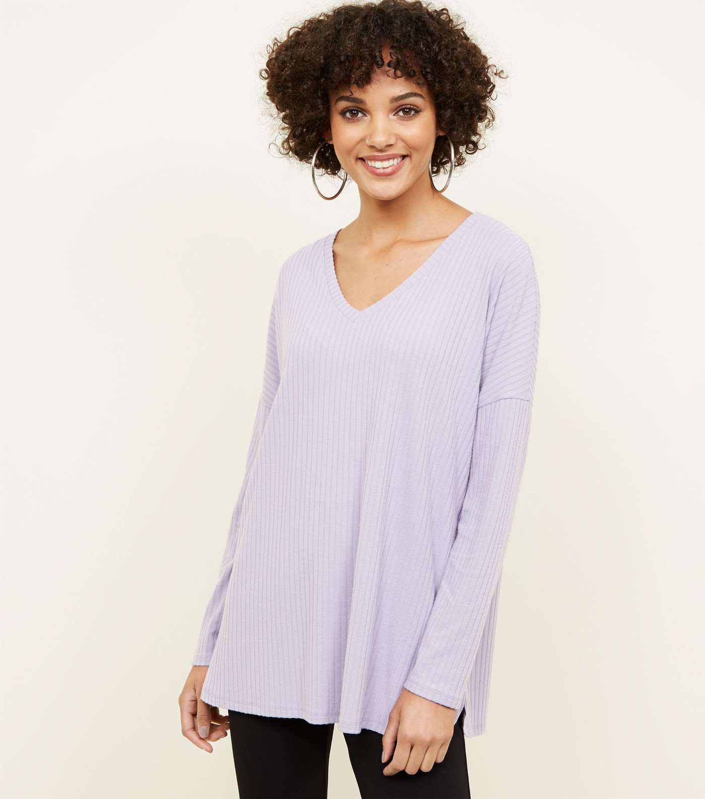 Lilac Ribbed Brushed Jersey Top