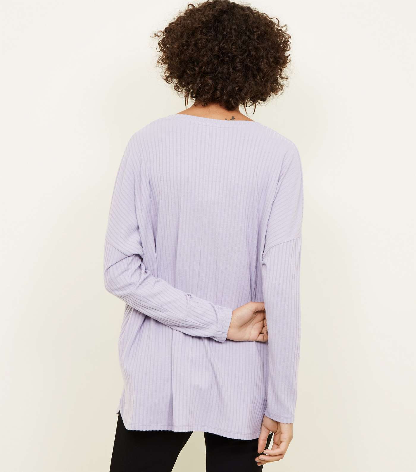 Lilac Ribbed Brushed Jersey Top Image 3