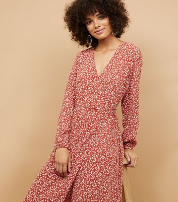 new look orange floral dress