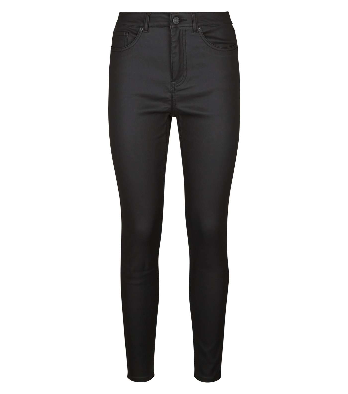 Black Coated High Rise Skinny 'Lift & Shape' Jeans Image 4