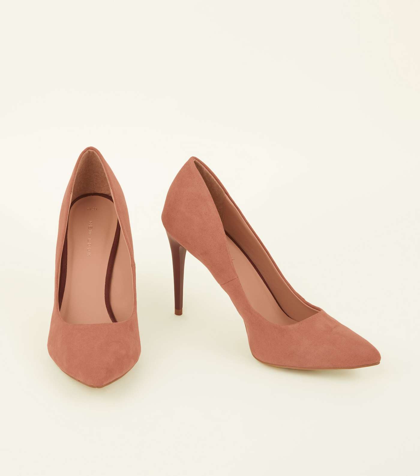 Pink Suedette Two Tone Stiletto Courts Image 3