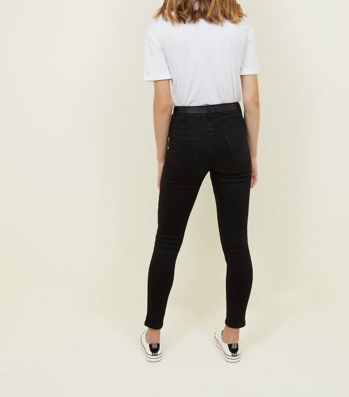 Black Belted Skinny Jenna Jeans New Look