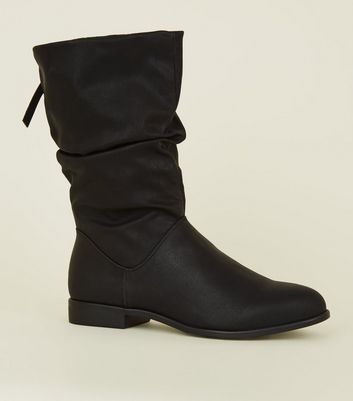 Wishlist De En Similicuir Nœud L’arrière Ajouter À Mollet Noir Bottes La Supprimer Plates Hauteur L3q4R5Aj
