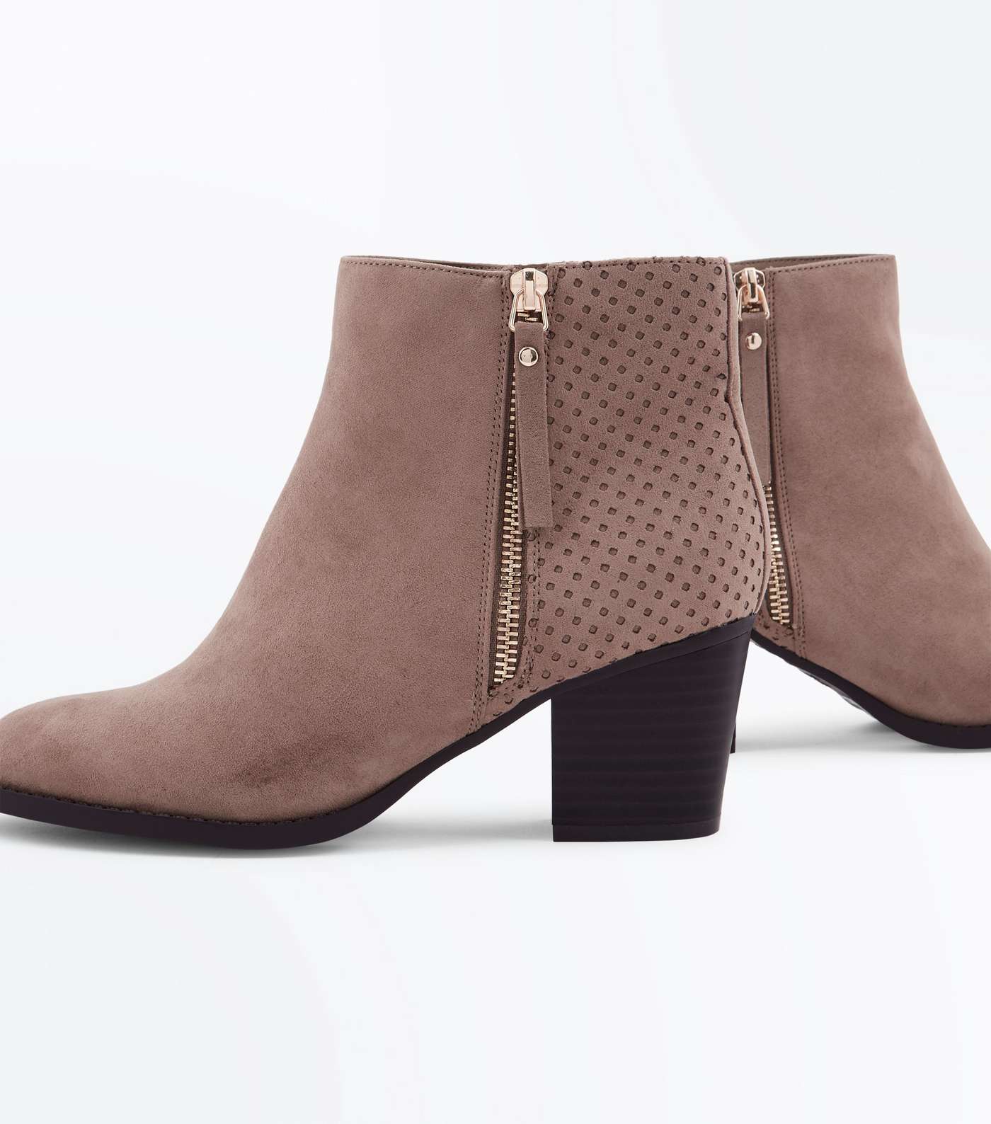 Wide Fit Brown Suedette Laser Cut Ankle Boots Image 4