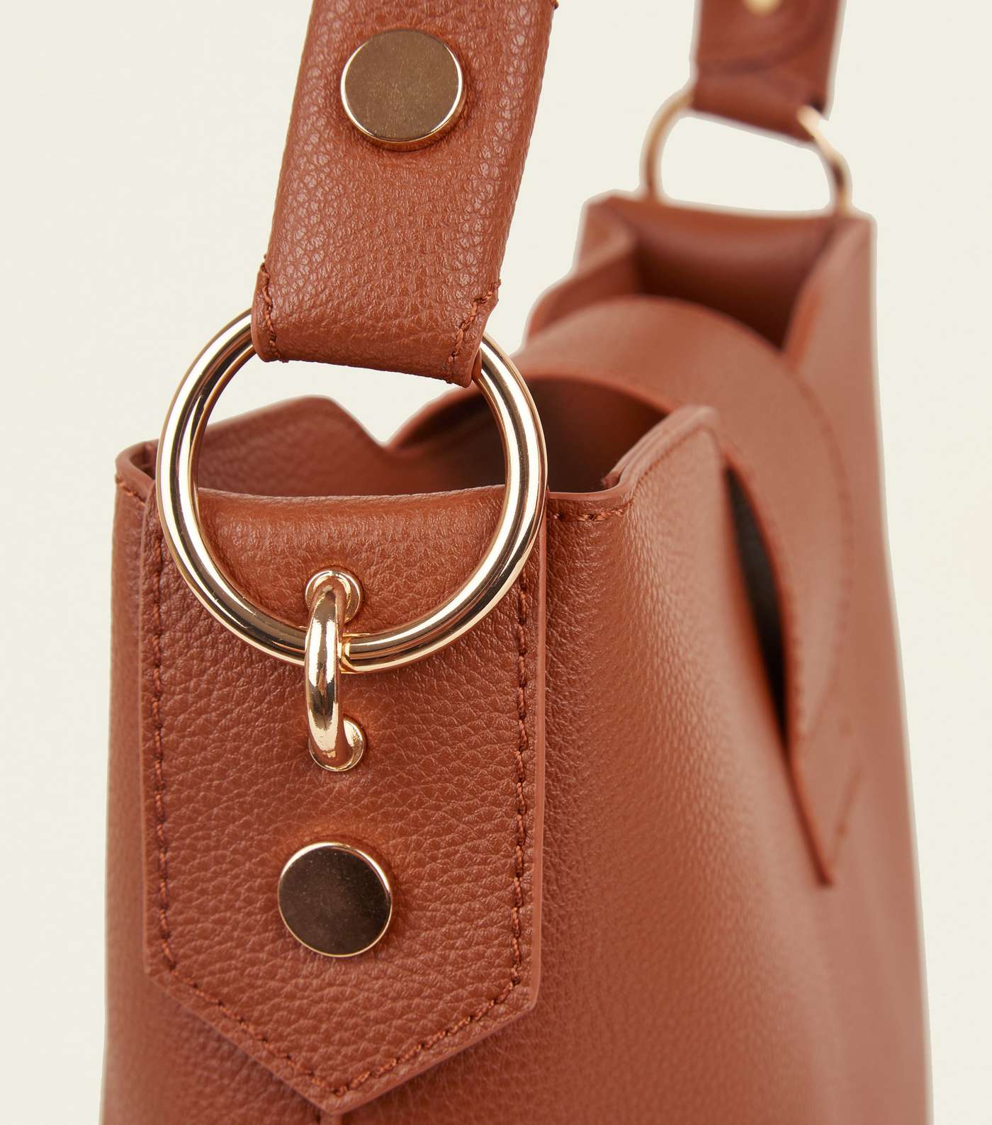 Tan Ring Front Hobo Bag  Image 3