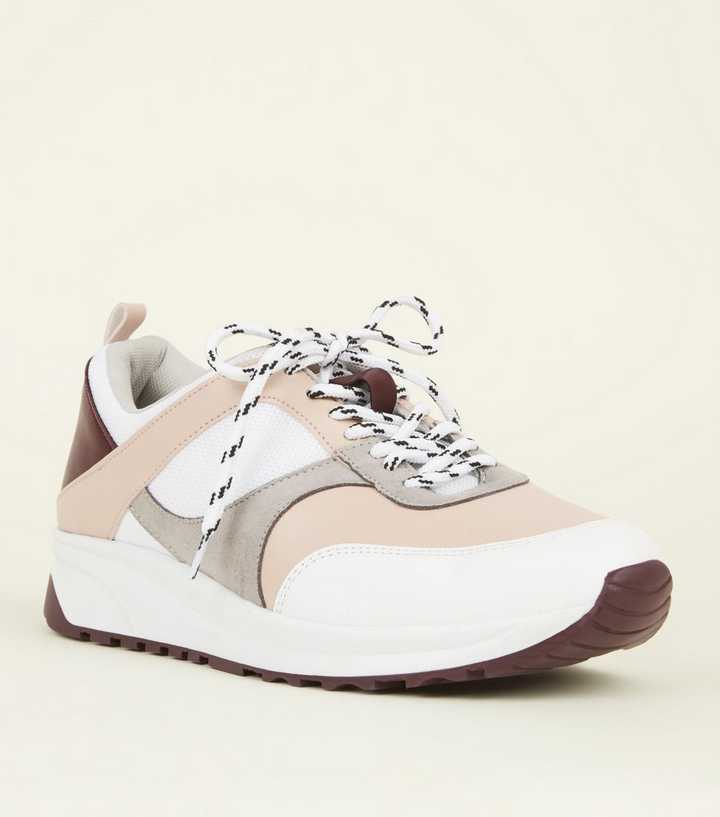 Multicoloured Colour Block Lace Up Trainers