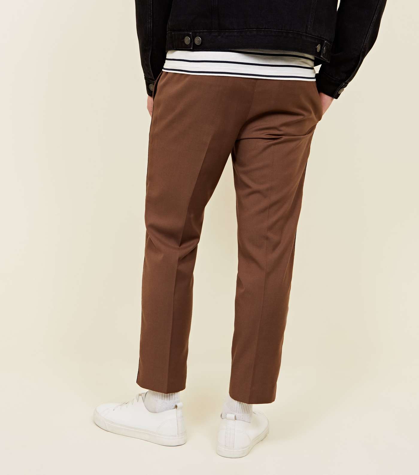 Tan Side Piped Trousers Image 3