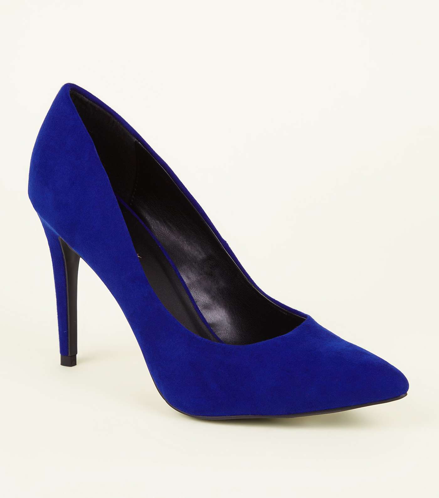 Bright Blue Suedette Pointed Court Shoes