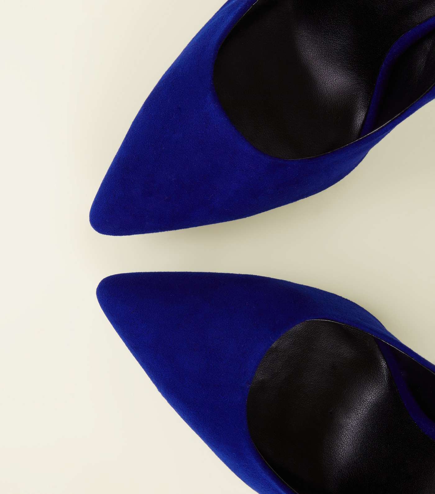 Bright Blue Suedette Pointed Court Shoes Image 3