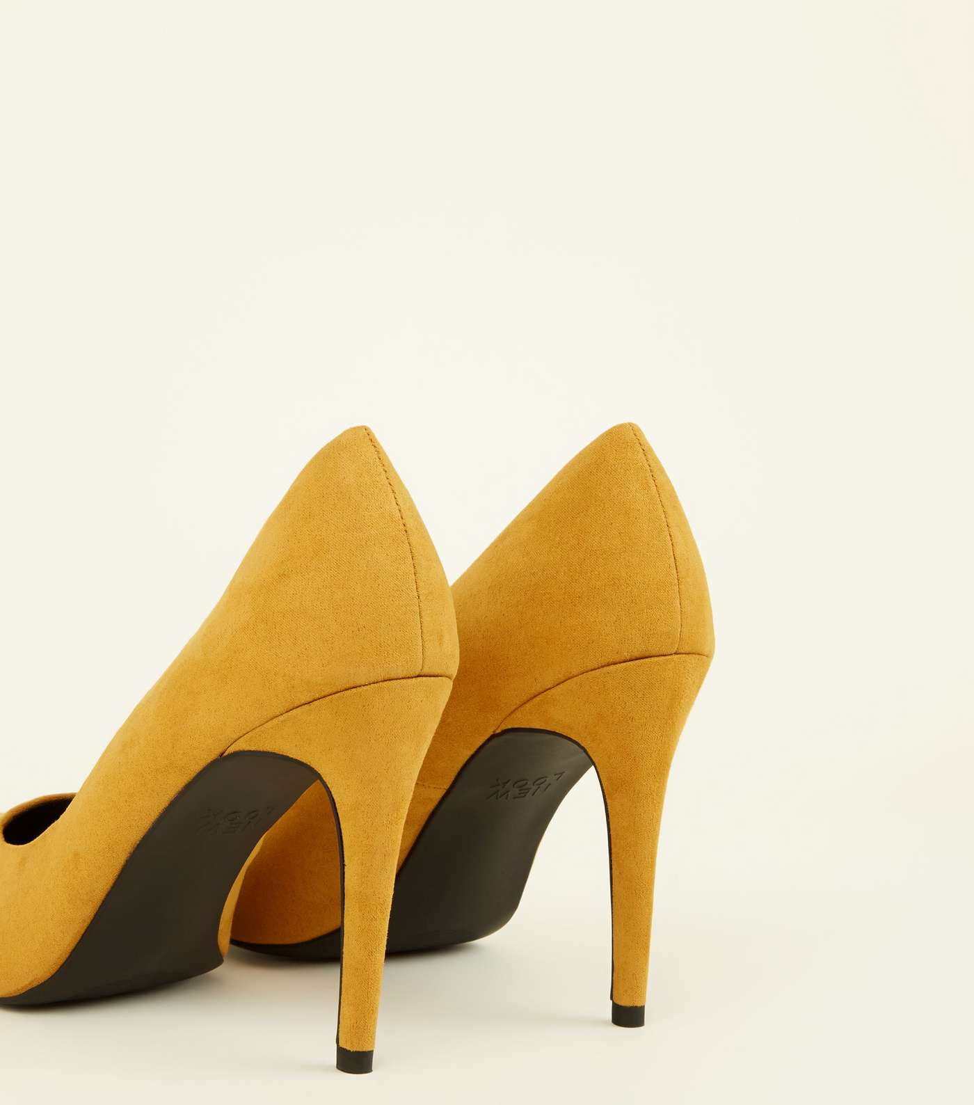 Mustard Suedette Pointed Court Shoes Image 3