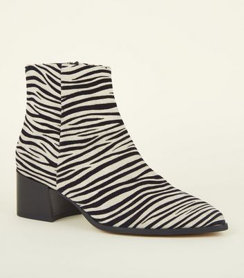 Premium Suede Faux Zebra Ankle Boots 