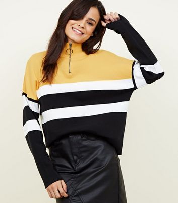 colour block half zip jumper