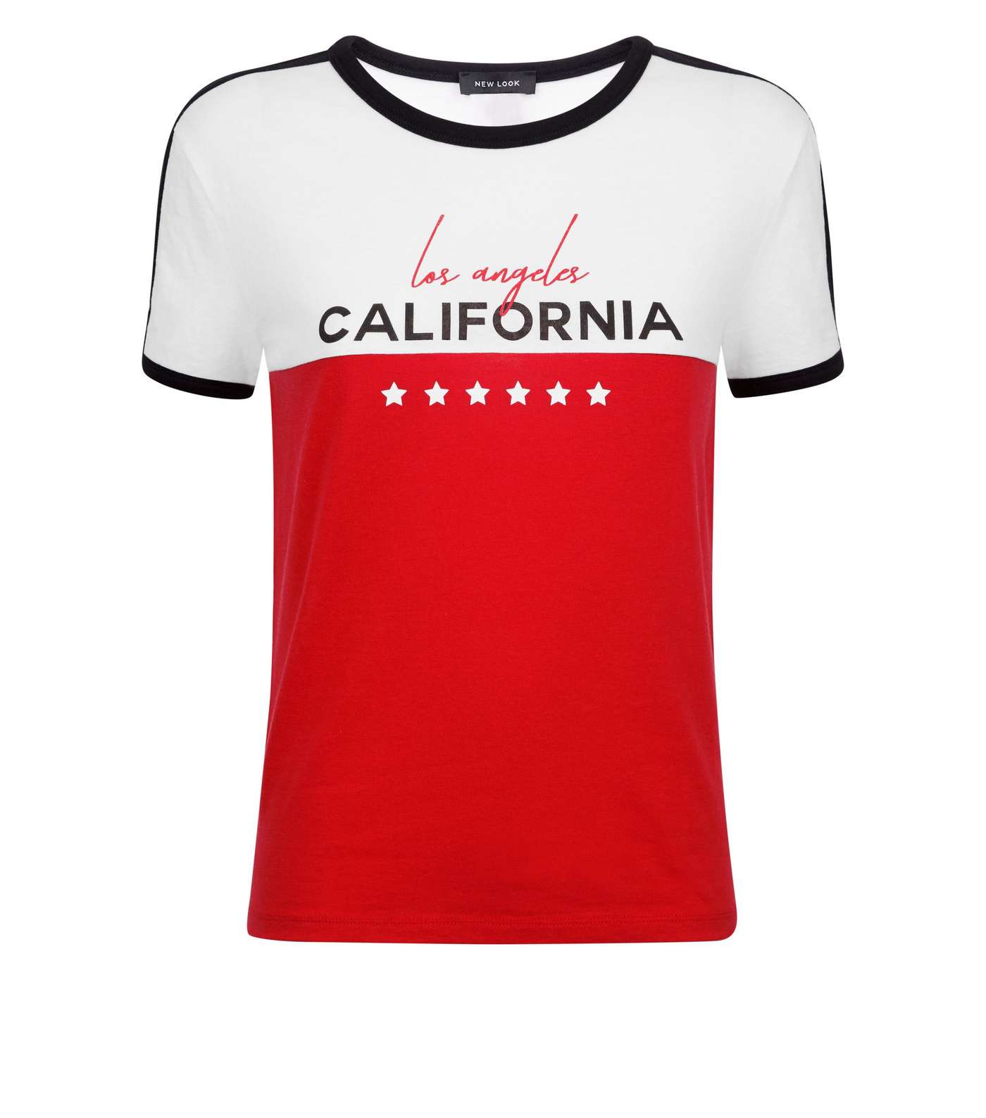White Colour Block Los Angeles Ringer T-Shirt Image 4