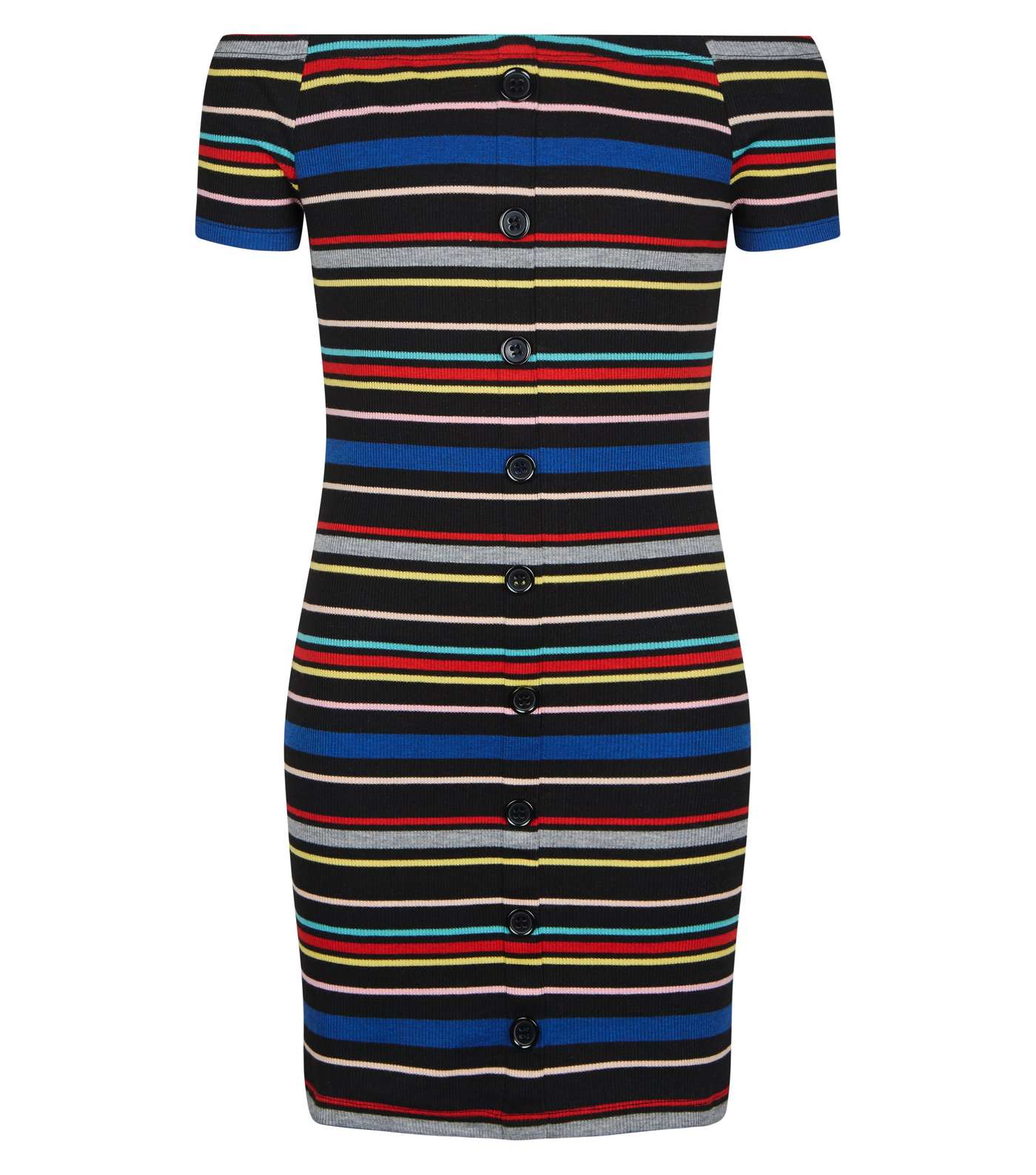 Girls Rainbow Stripe Button Front Bodycon Dress  Image 4