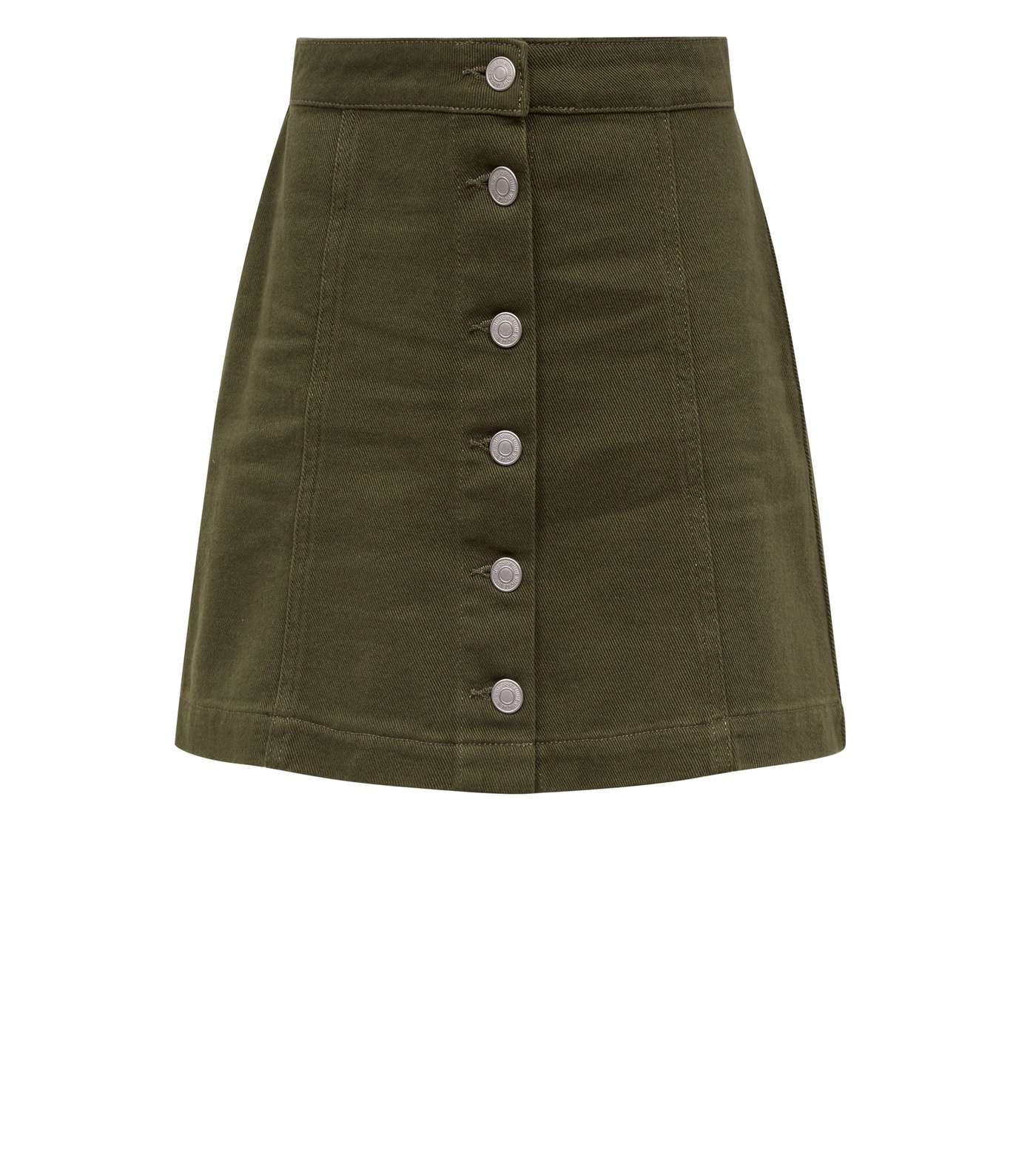 Girls Khaki Denim Button Front Skirt  Image 4