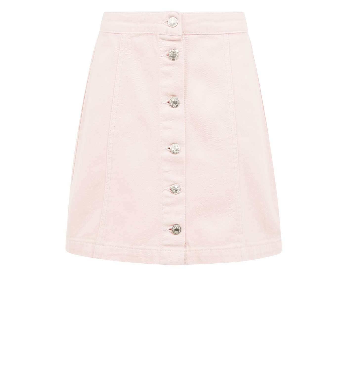Girls Pale Pink Denim Button Front Skirt  Image 4