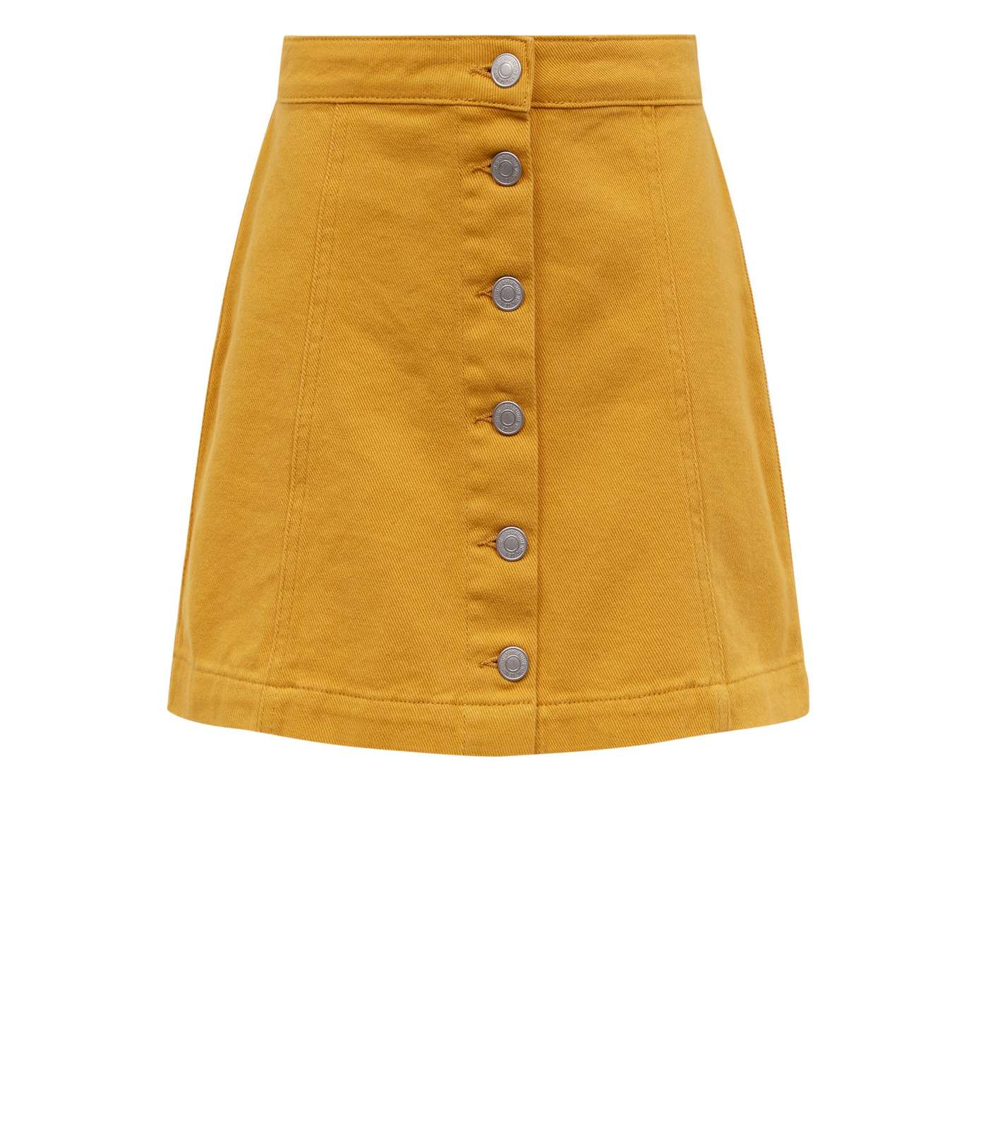 Girls Mustard Denim Button Front Skirt  Image 4