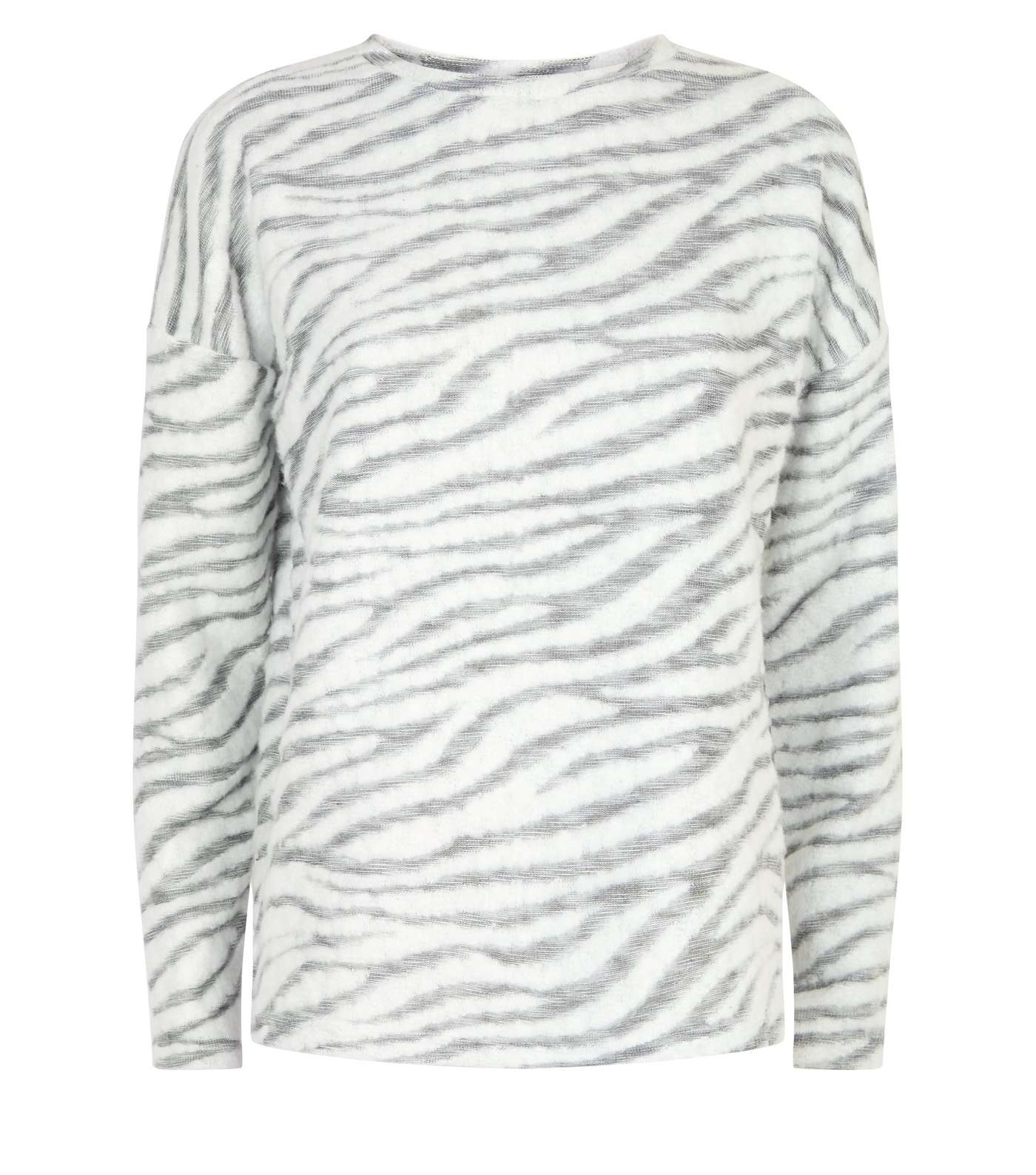 Light Grey Zebra Brushed Fine Knit Top Image 4