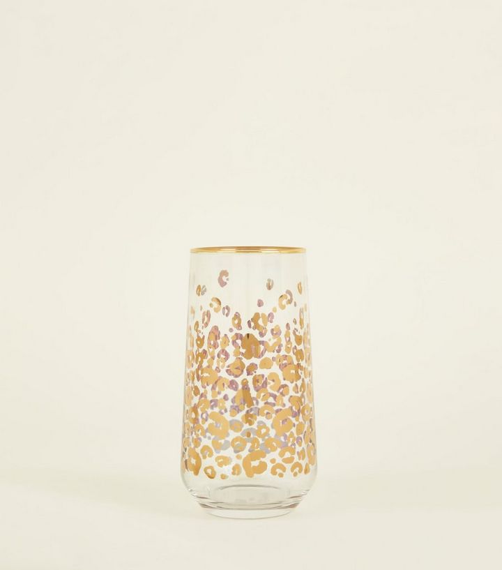 Rose Gold Leopard Print Tumbler Glass New Look