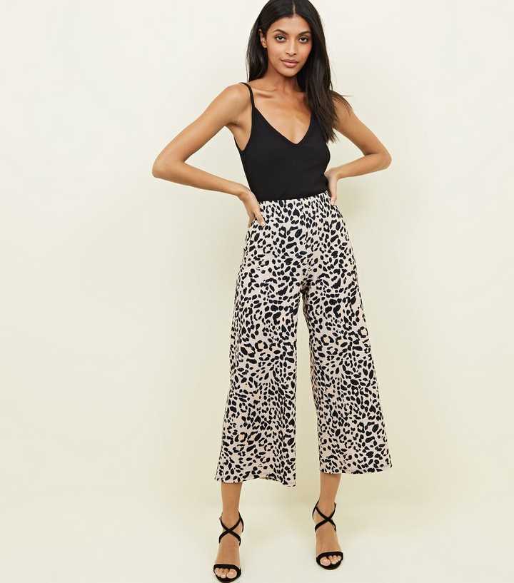 Brown Leopard Print Scuba Culottes