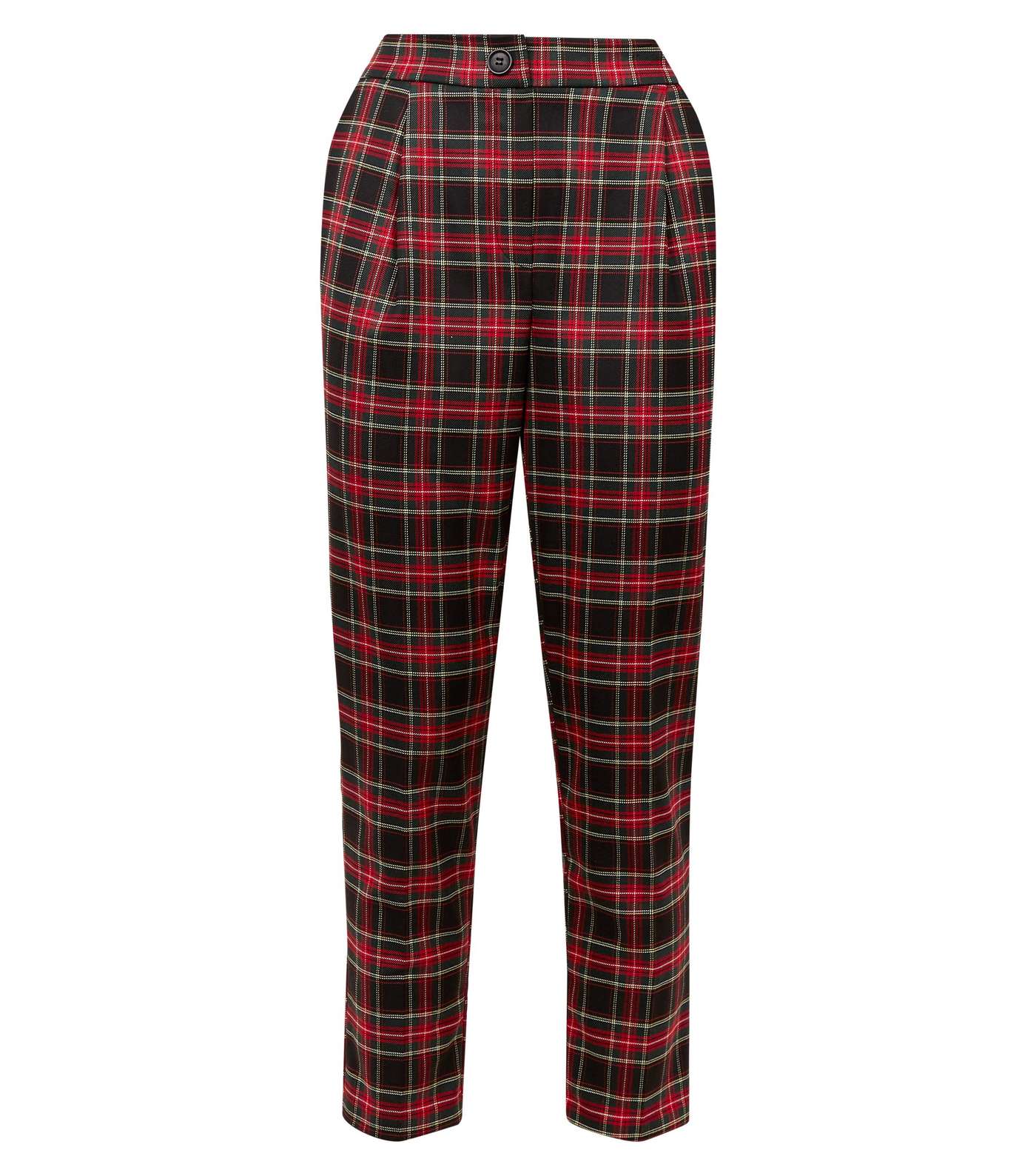 Black and Red Check Tapered Trousers Image 4