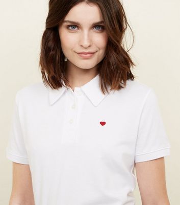 White Heart Embroidered Polo Shirt 