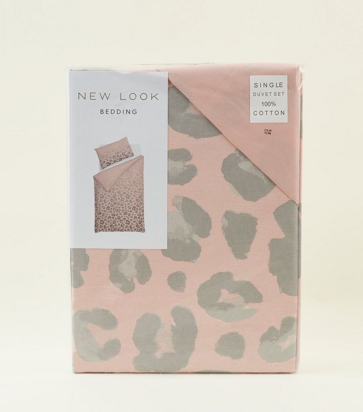 Pink Leopard Print Cotton Single Duvet Set New Look Pink Leopard Print Cotton Single Duvet