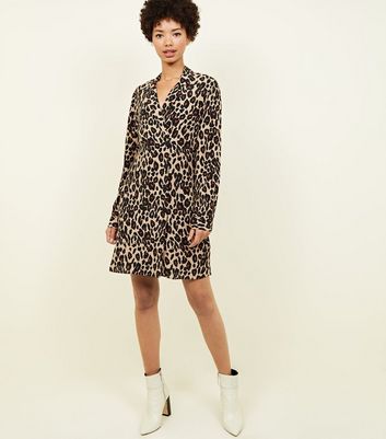 new look animal print shirt dress