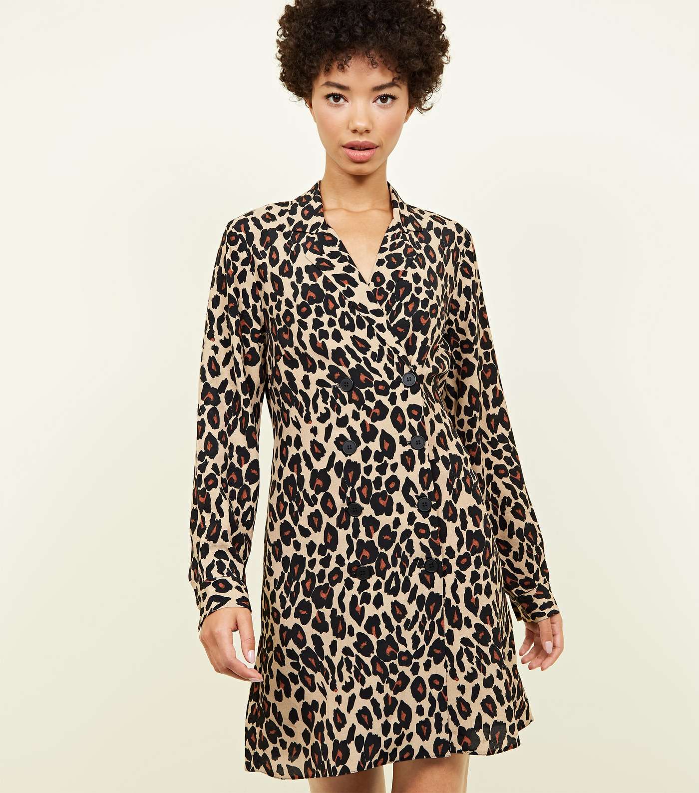 Brown Leopard Print Double Breasted Shirt Dress Image 5